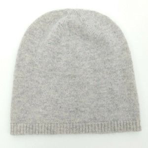 TAHARI 100% Cashmere Slouchy Beanie Light Gray Hat